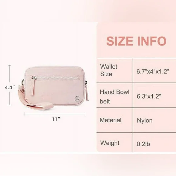 Westbronco Nylon Quilted Wristlet; Rose Pink; NWT; Multi Zipper Compartments - Picture 8 of 14